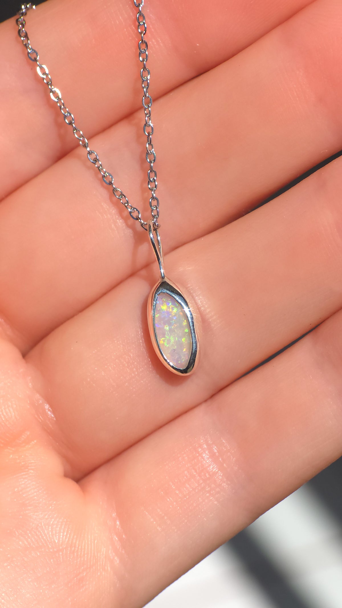 CARINA | Solid Coober Pedy Opal Pendant, Australian Opal Necklace, 925 Silver, 0.7 carats