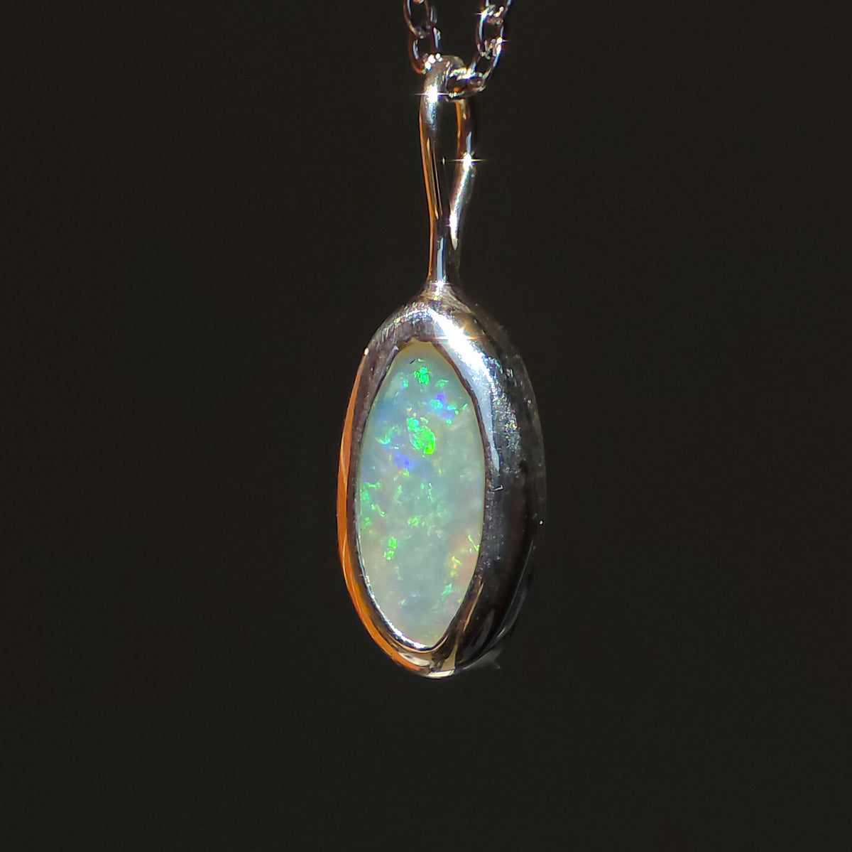 CARINA | Solid Coober Pedy Opal Pendant, Australian Opal Necklace, 925 Silver, 0.7 carats