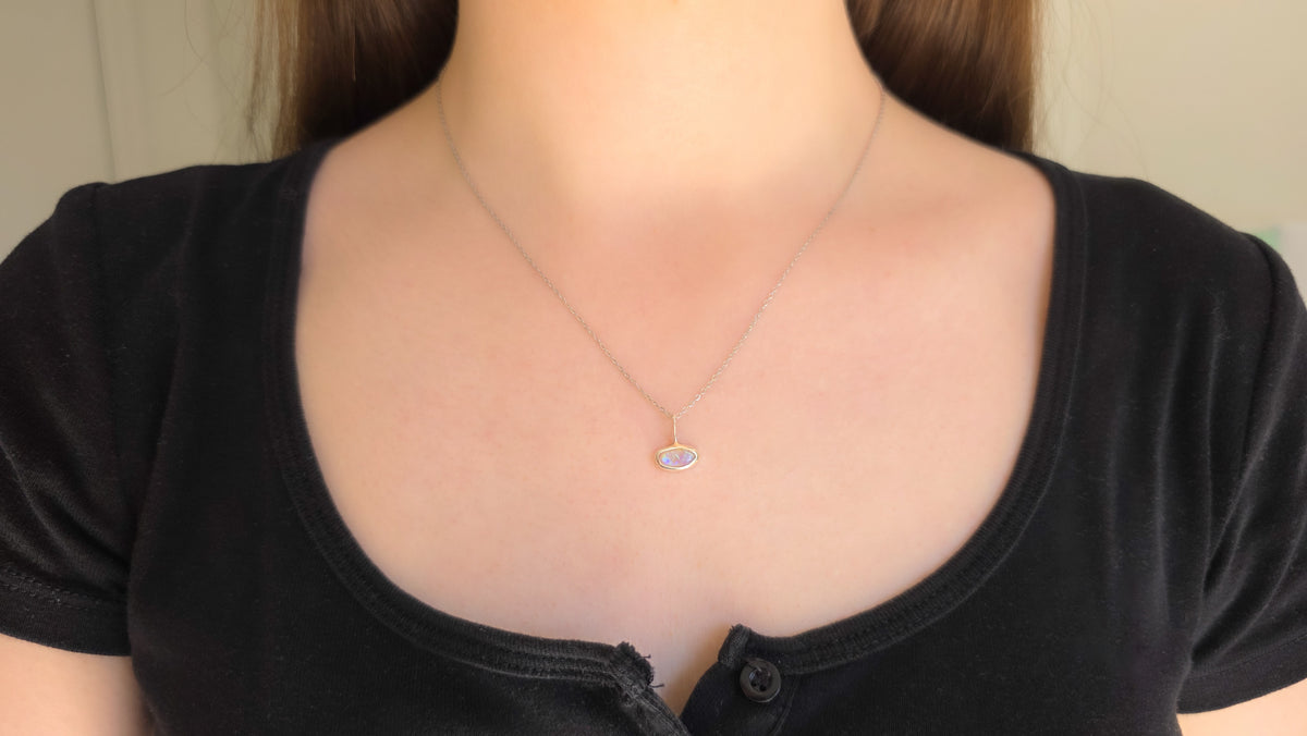 MERVEILLE | Solid Crystal Coober Pedy Opal Pendant, Australian Opal Necklace, 925 Silver, 0.85 carats