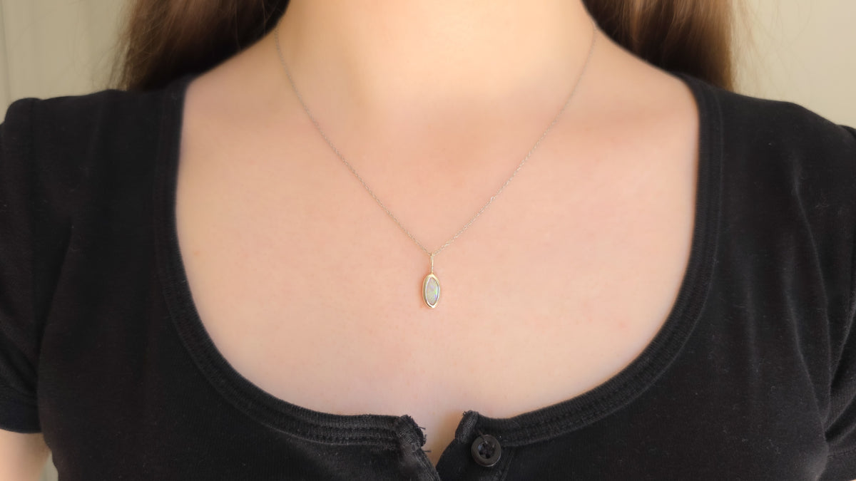 CARINA | Solid Coober Pedy Opal Pendant, Australian Opal Necklace, 925 Silver, 0.7 carats