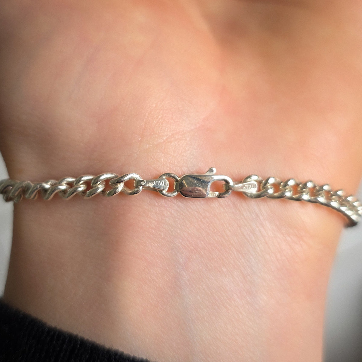 CORA | Coober Pedy Opal Doublet Bracelet, Silver Australian Opal Bracelet, Thick Curb Chain