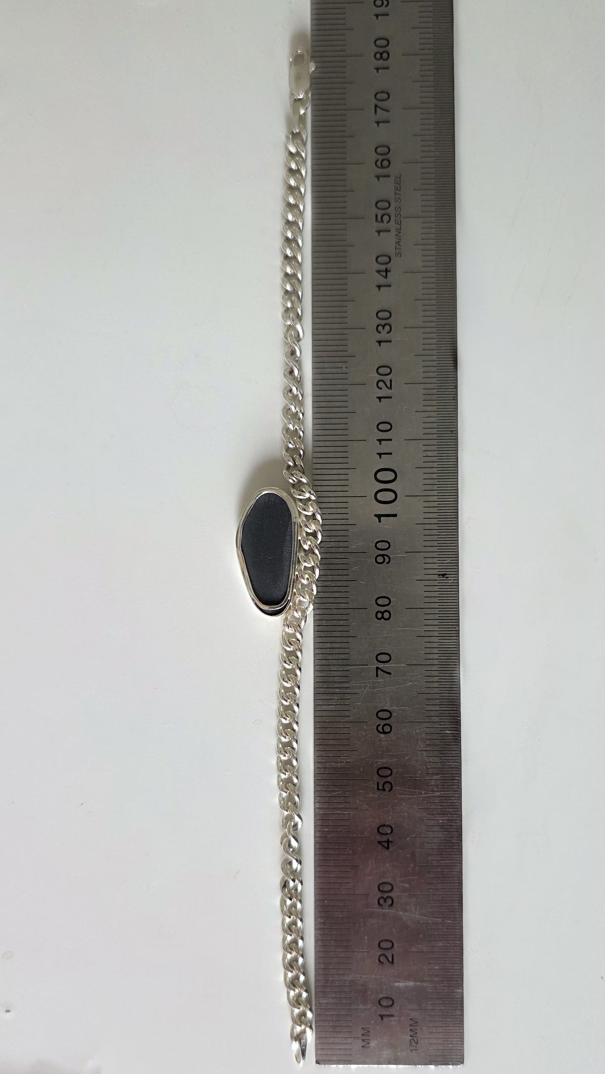 CORA | Coober Pedy Opal Doublet Bracelet, Silver Australian Opal Bracelet, Thick Curb Chain