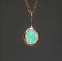 ORLA | 14K Gold Solid Coober Pedy Opal Necklace, Minimalist Jewelry, Australian Opal