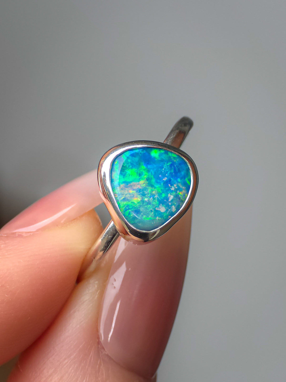 ARGENT | Australian Coober Pedy Opal Doublet Ring, 925 Silver, Free Resize
