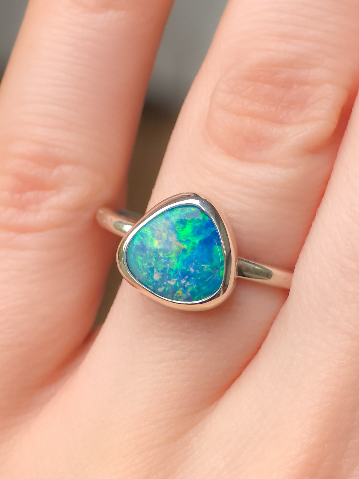 ARGENT | Australian Coober Pedy Opal Doublet Ring, 925 Silver, Free Resize