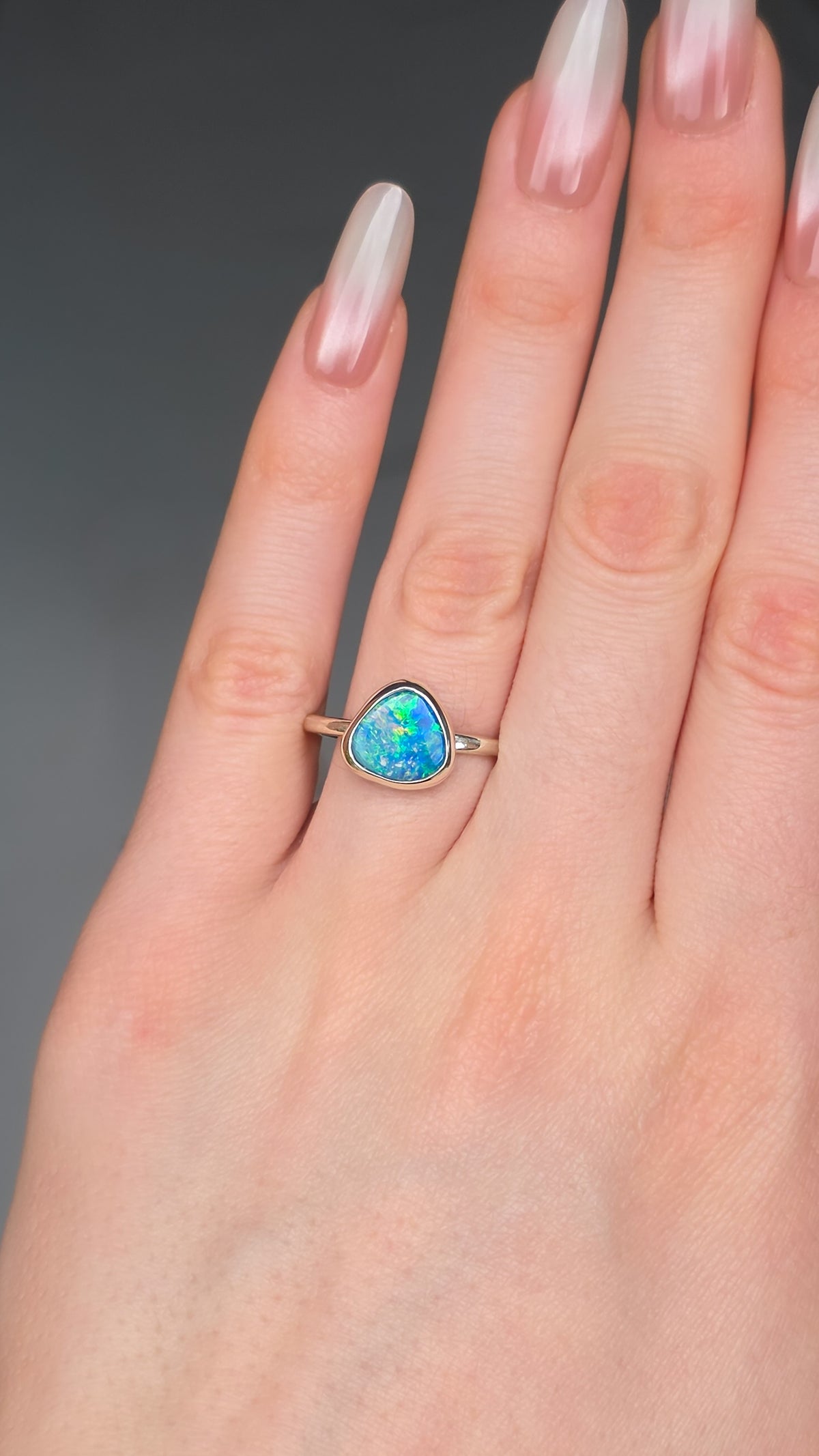 ARGENT | Australian Coober Pedy Opal Doublet Ring, 925 Silver, Free Resize