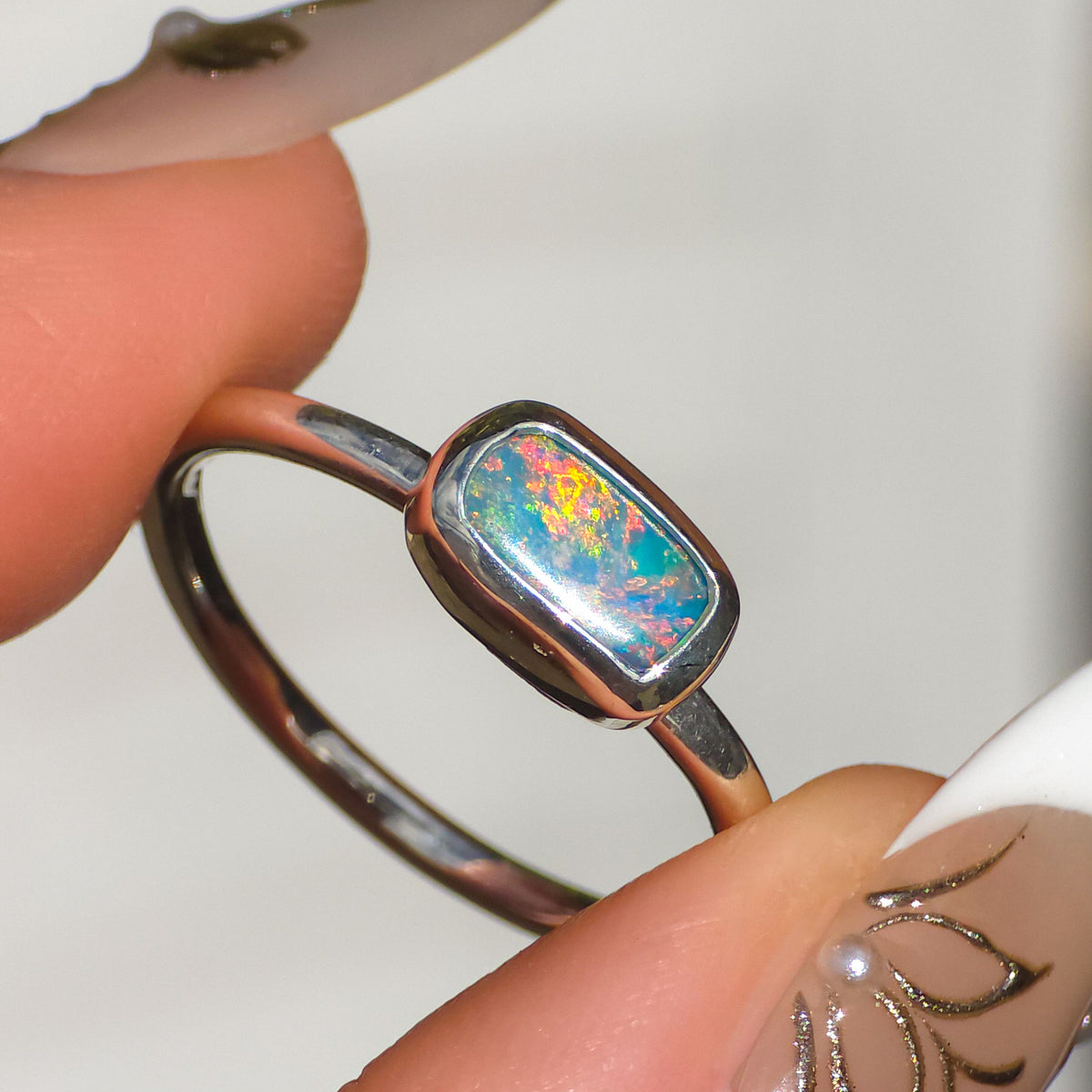POIEMA | Australian Coober Pedy Opal Doublet Ring, 925 Silver, Free Resize