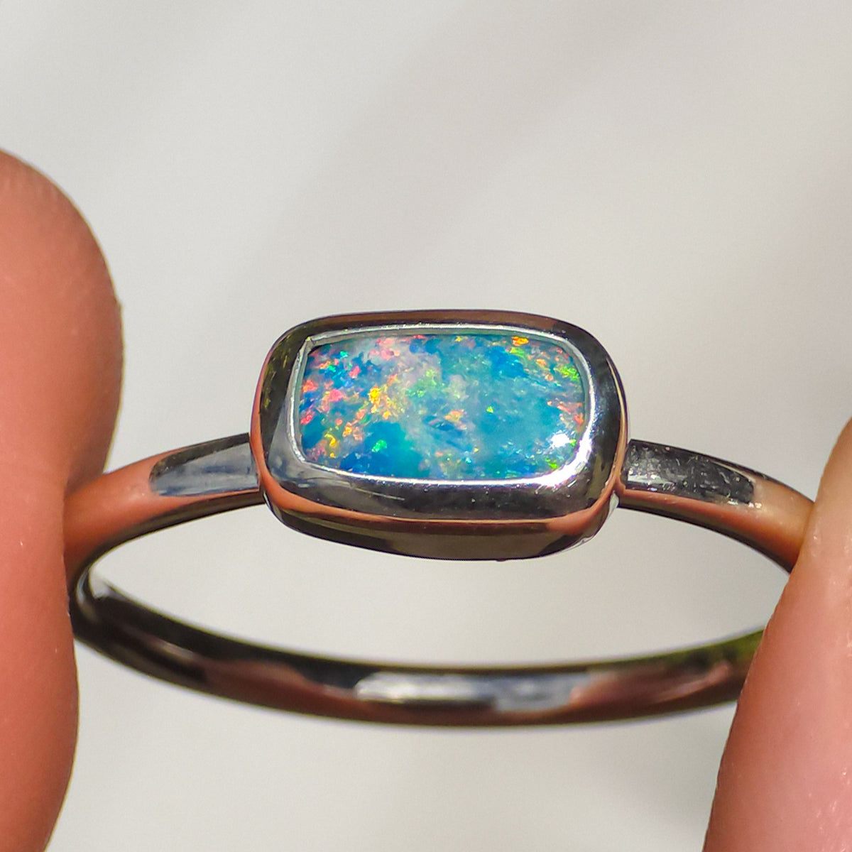 POIEMA | Australian Coober Pedy Opal Doublet Ring, 925 Silver, Free Resize