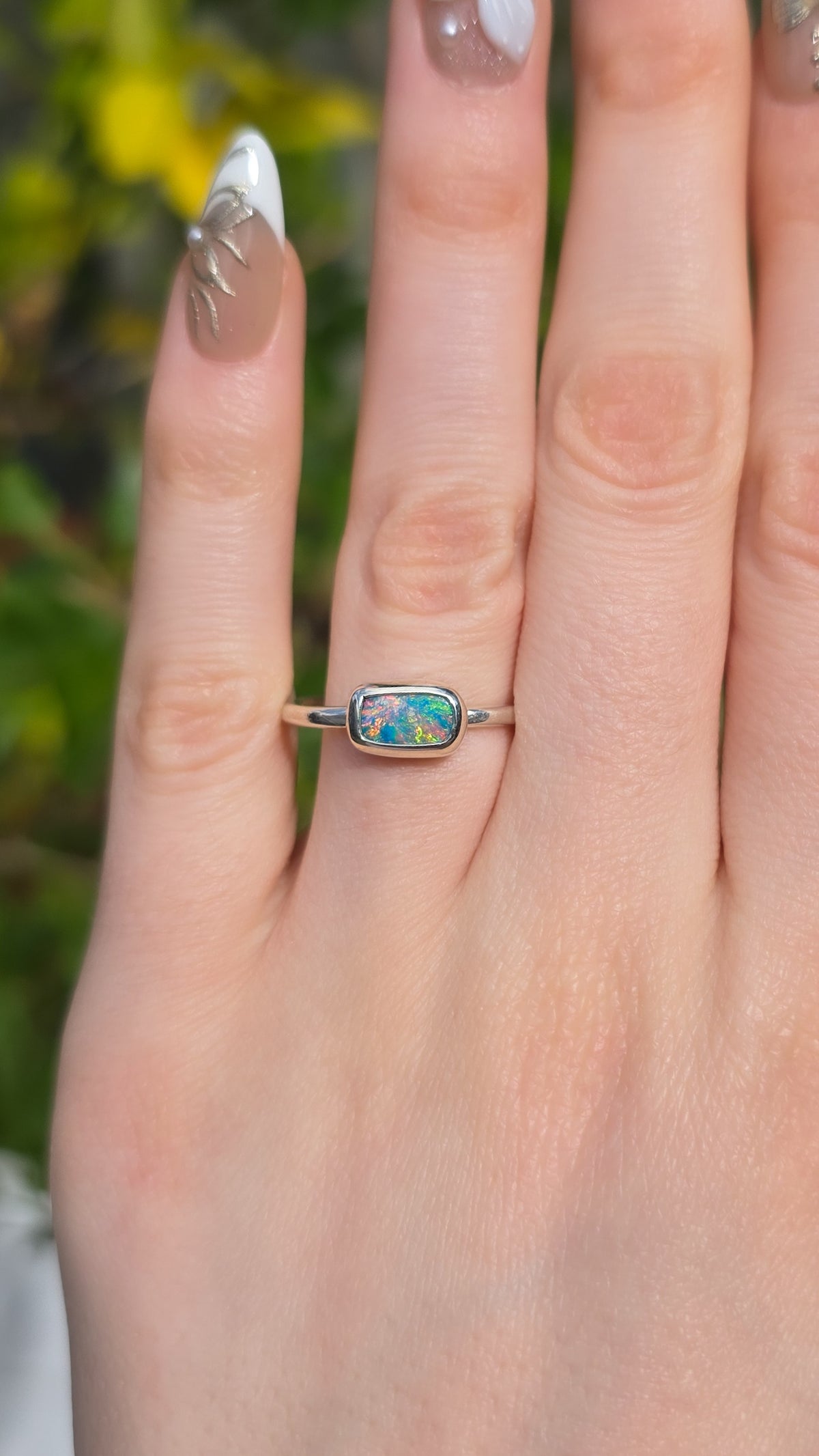 POIEMA | Australian Coober Pedy Opal Doublet Ring, 925 Silver, Free Resize