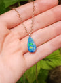 14K Rose Gold Australian Coober Pedy Opal Doublet Pendant, Opal Necklace CU5