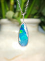 Silver Australian Opal Pendant/ Doublet Opal Necklace/ dainty necklace/ TI7 