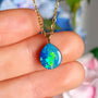 14K Gold Bail, Australian Coober Pedy Opal Doublet Pendant Necklace GEM3