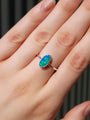 Sterling Silver Australian Opal Doublet Ring, SIZE US 8 1/4, Green Dainty Opal 
