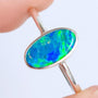 Sterling Silver Australian Opal Doublet Ring, SIZE US 8 1/4, Green Dainty Opal 