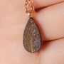 14K Rose Gold Australian Coober Pedy Opal Doublet Pendant, Opal Necklace CU5