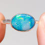 Coober Pedy Opal Doublet Ring, SIZE US 8, 925 Silver Australian Opal Ring