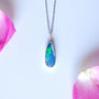 Silver Australian Opal Pendant/ Doublet Opal Necklace/ dainty necklace/ TI7 