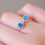 Australian Opal Ring, Size US 7 1/2, Silver Coober Pedy Opal doublet ring, 