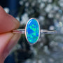 Sterling Silver Australian Opal Doublet Ring, SIZE US 8 1/4, Green Dainty Opal 