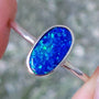Sterling Silver Australian Opal Ring, Dainty Ring, SIZE US 6 1/2, Blue Opal Ring