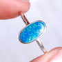 Sterling Silver Australian Opal Ring, Dainty Ring, SIZE US 7 3/4, Blue Opal Ring