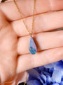 14K Gold Australian Coober Pedy Opal Doublet Pendant, Opal Necklace CU7