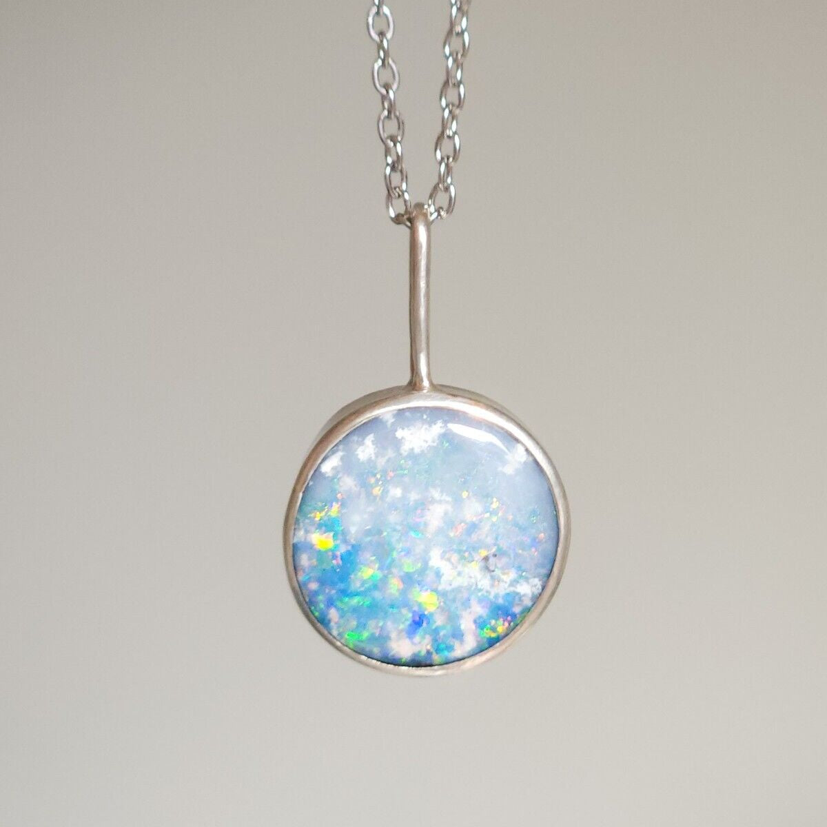 Opal Sterling Silver Wrapped Australian Coober Pedy Opal Doublet Pendant, HON3