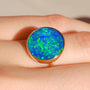 14K Gold Australian Opal Ring, SIZE 8, Coober Pedy Opal Doublet, Solid Gold