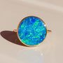 14K Gold Australian Opal Ring, SIZE 8, Coober Pedy Opal Doublet, Solid Gold