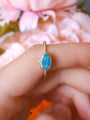 Australian Opal Doublet Ring, SIZE 8, 14K Gold and Silver Opal Ring, Dainty Ring