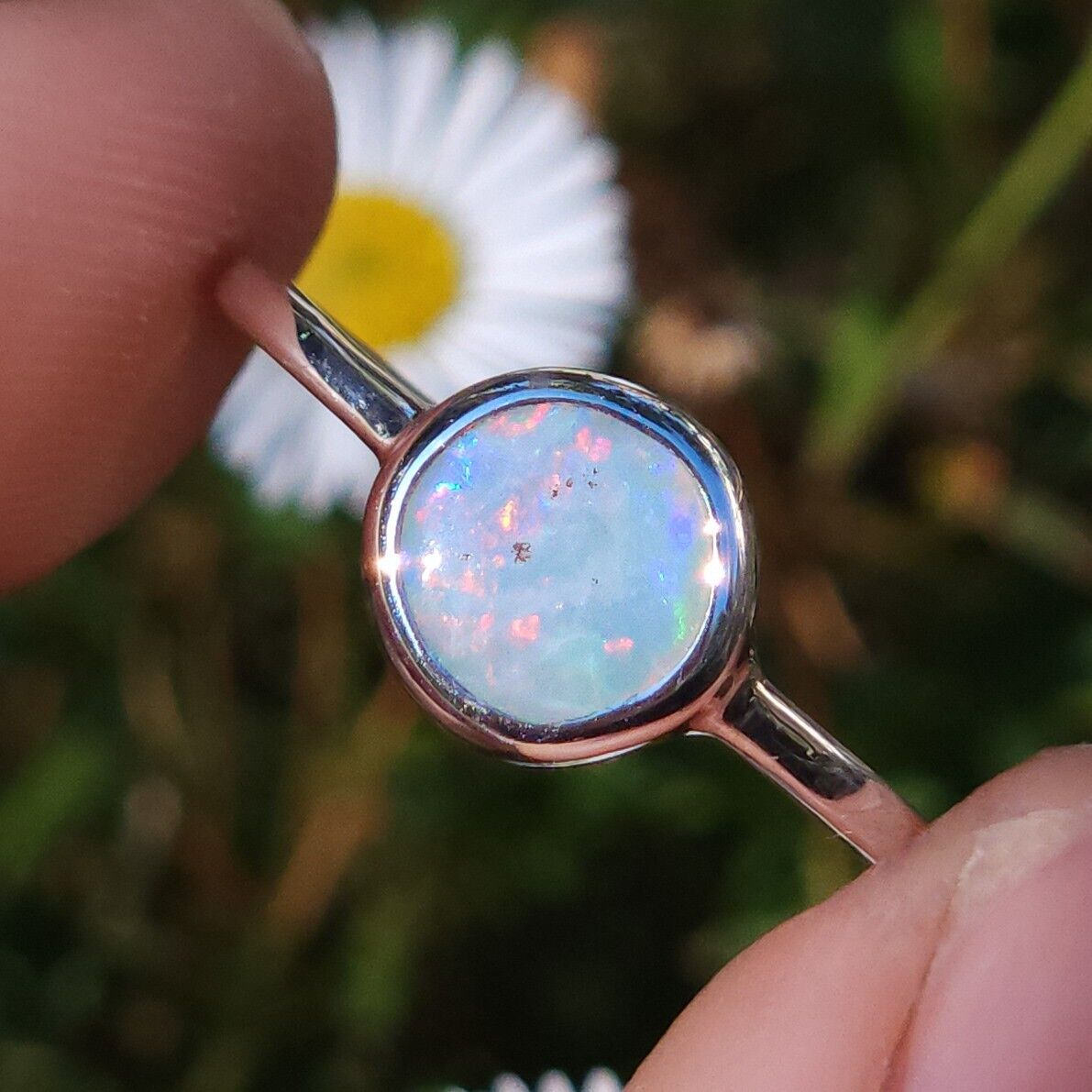 Solid Australian Opal Ring, SIZE US 7, Crystal Opal Ring, Dainty Ring