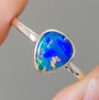 Coober Pedy Opal Ring, Size US 7, Silver Opal Ring, Dainty Opal Ring
