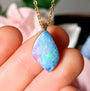 14K Gold Bail, Australian Coober Pedy Opal Doublet Pendant Necklace GEM2