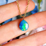 14K Gold Bail, Australian Coober Pedy Opal Doublet Pendant Necklace GEM3