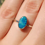 Sterling Silver Australian Opal Ring, Dainty Ring, SIZE US 6 1/2, Blue Opal Ring