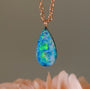 14K Rose Gold Australian Coober Pedy Opal Doublet Pendant, Opal Necklace CU5
