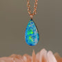 14K Rose Gold Australian Coober Pedy Opal Doublet Pendant, Opal Necklace CU5