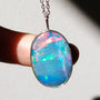 Sterling Silver, Premium Australian Opal Doublet Pendant, Opal Necklace, TI4