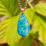 14K Rose Gold Australian Coober Pedy Opal Doublet Pendant, Opal Necklace CU5