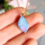 14K Gold Bail, Australian Coober Pedy Opal Doublet Pendant Necklace GEM2