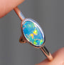 Australian Opal Doublet Ring, SIZE 8, 14K Gold and Silver Opal Ring, Dainty Ring