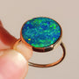 14K Gold Australian Opal Ring, SIZE 8, Coober Pedy Opal Doublet, Solid Gold