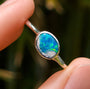 Sterling Silver Australian Opal Ring, Dainty Ring, SIZE US 7, Blue Opal Ring