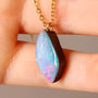 14K Gold Bail, Australian Coober Pedy Opal Doublet Pendant Necklace GEM2