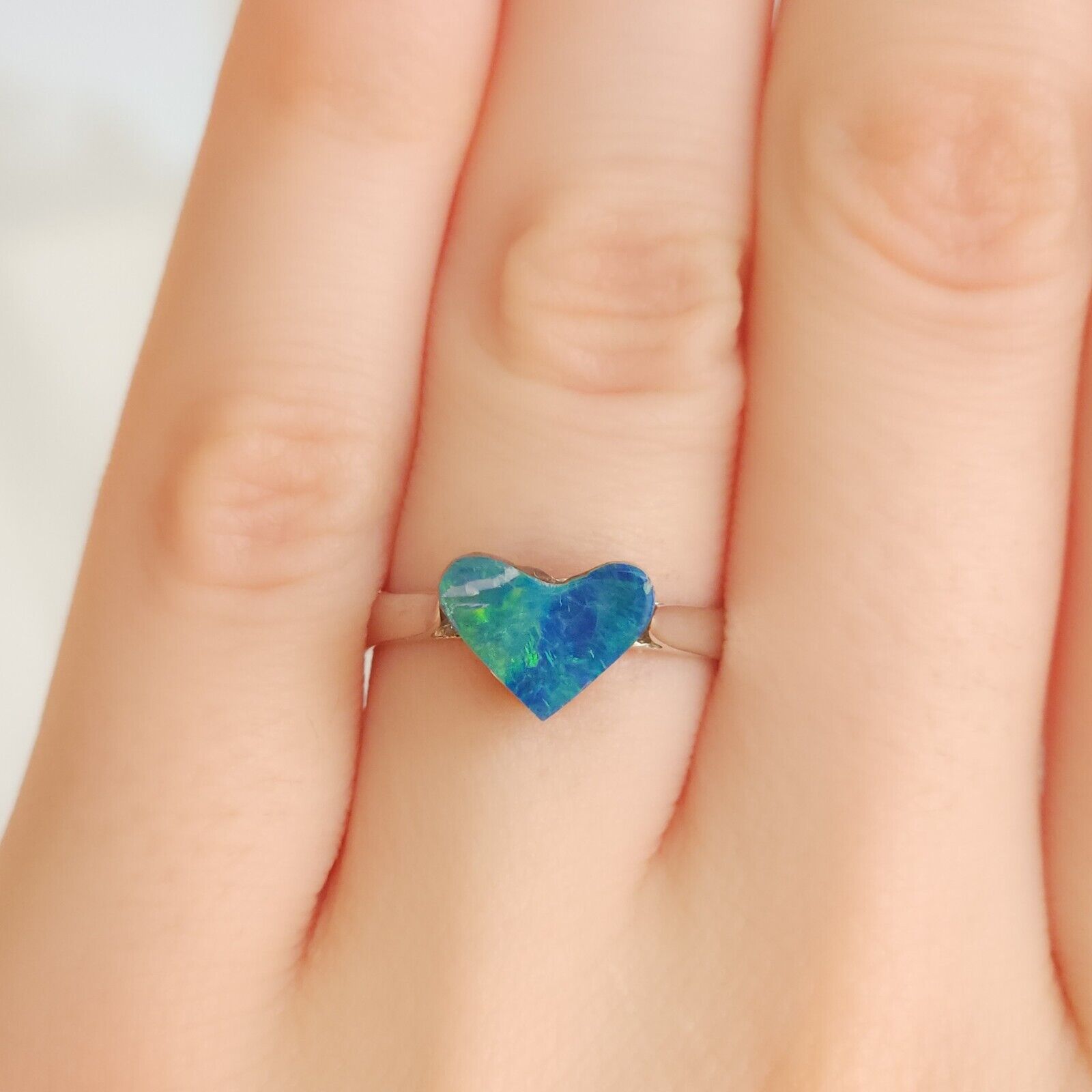 Sterling Silver Australian Opal Ring, Dainty Rings, Coober Pedy Opal Ring, PAT5