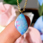 14K Gold Bail, Australian Coober Pedy Opal Doublet Pendant Necklace GEM2