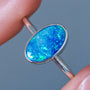 Sterling Silver Australian Opal Ring, Dainty Ring, SIZE US 6 1/2, Blue Opal Ring