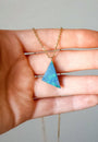 14K Gold Bail Australian Coober Pedy Opal Doublet Pendant, Opal Necklace PRA8