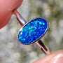Sterling Silver Australian Opal Ring, Dainty Ring, SIZE US 6 1/2, Blue Opal Ring