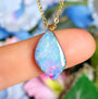 14K Gold Bail, Australian Coober Pedy Opal Doublet Pendant Necklace GEM2